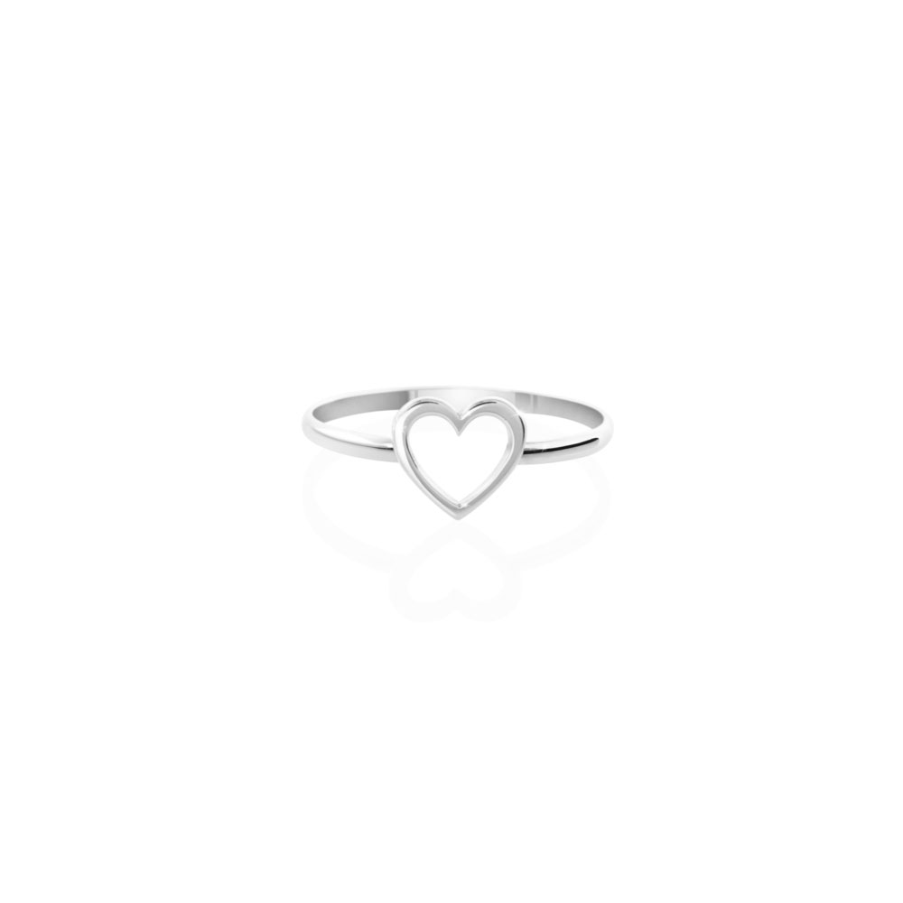 Romantic Heart Ring in White Gold