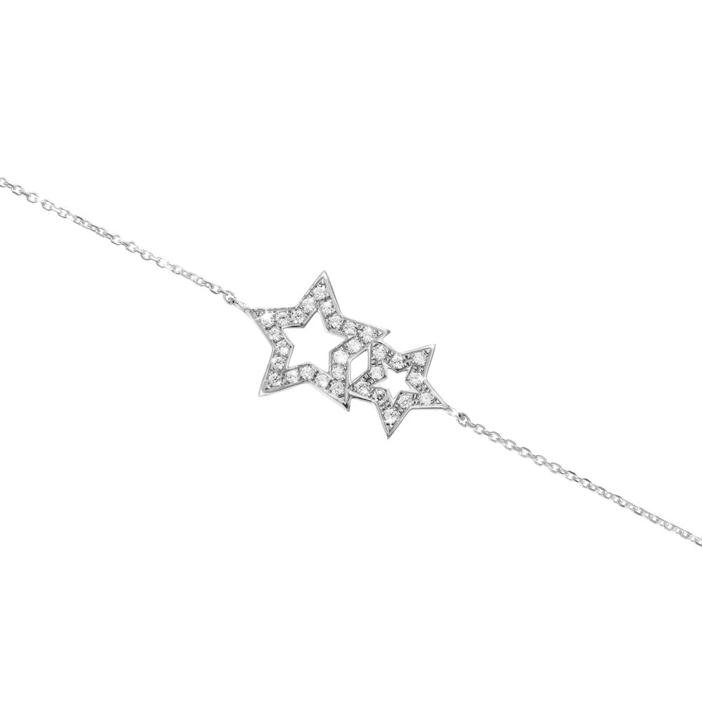 Diamond Bracelet with Two Stars In White Gold