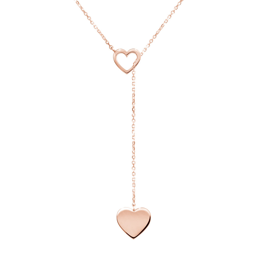 Rose Gold Heart Necklace, Lariat Style