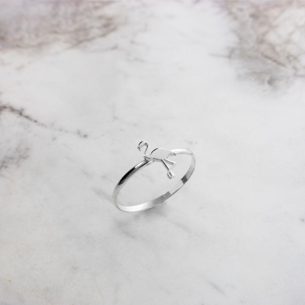 Delicate Flamingo White Gold Band Ring