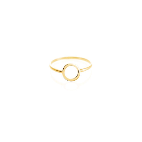 Yellow Gold Band Ring with a Small Circle