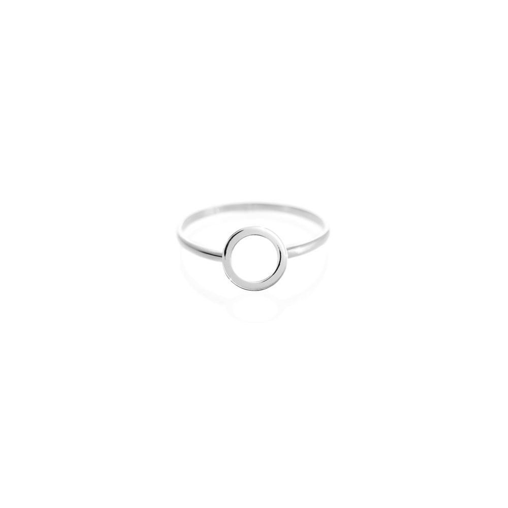 White Gold Band Ring with a Small Circle