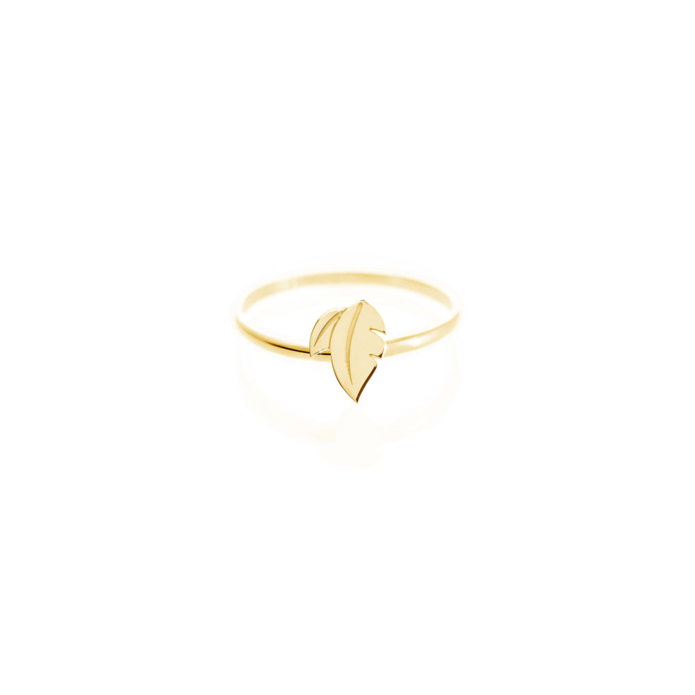 Yellow Delicate Double Leaf Gold Ring