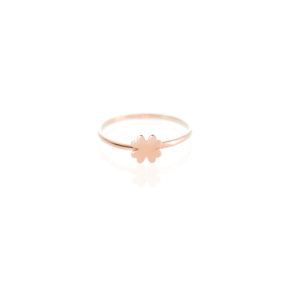 Lucky Rose Gold Ring with a 4-Leaf Clover
