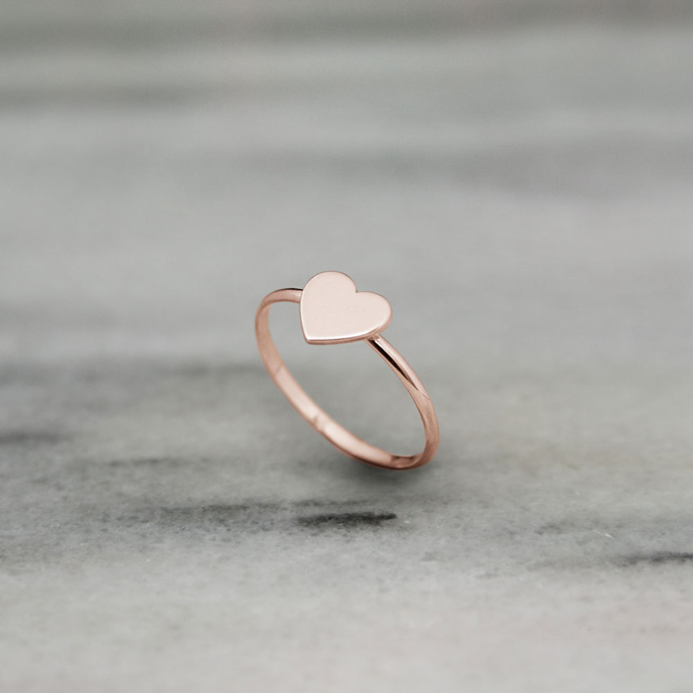 Romantic Rose Gold Solid Heart Ring