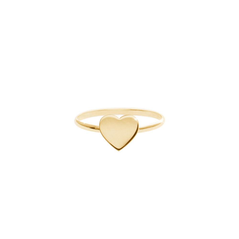 Romantic Yellow Gold Solid Heart Ring