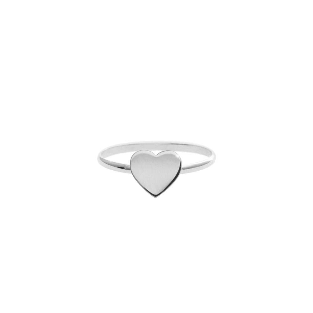 Romantic White Gold Solid Heart Ring