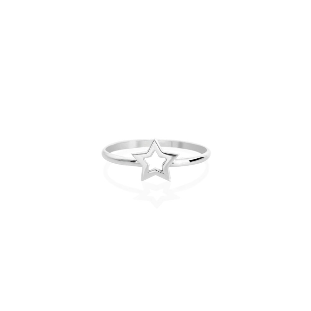 White Gold Ring with a Small Star
