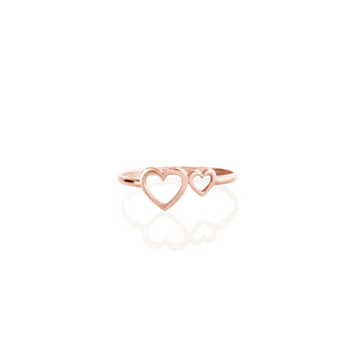 Double Heart Ring made of Rose Gold