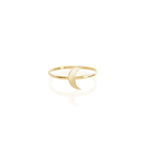 Dainty Crescent Moon Ring in Yellow Gold