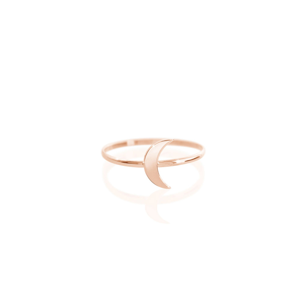 Dainty Crescent Moon Ring in Rose Gold