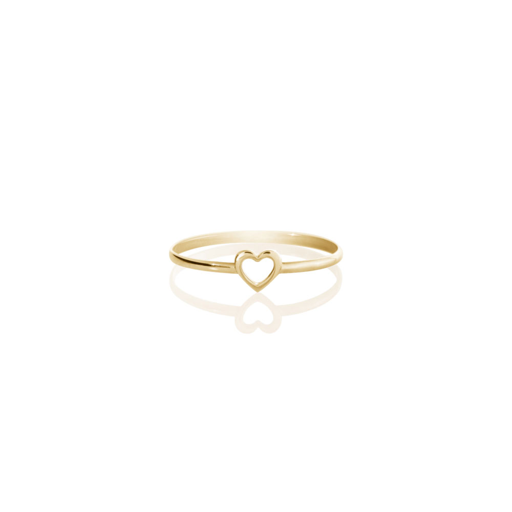 Dainty Yellow Gold Ring with a Tiny Heart