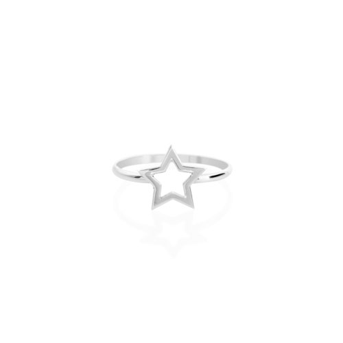 Dainty White Gold Ring with a Shiny Star