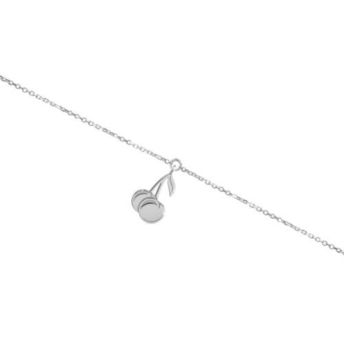 Double Cherry Charm Anklet In White Gold