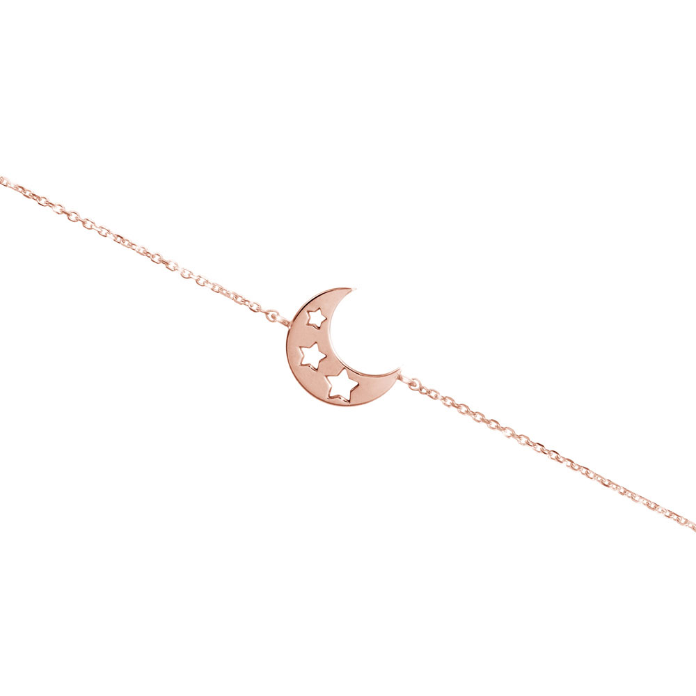 Dainty Half Moon and Stars, A Unique Rose Gold Bracelet