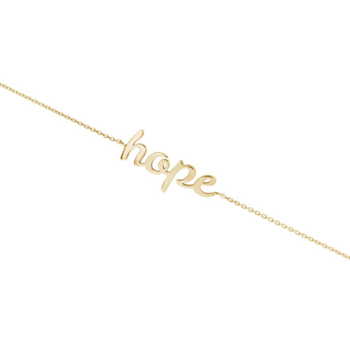 Inspirational “Hope” Bracelet in Yellow Gold, Personalized