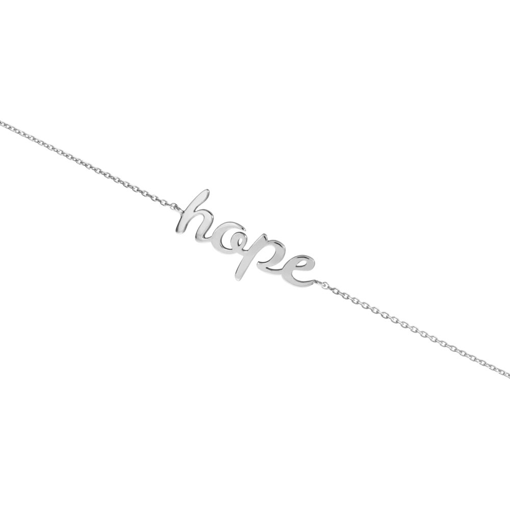 Inspirational “Hope” Bracelet in White Gold, Personalized