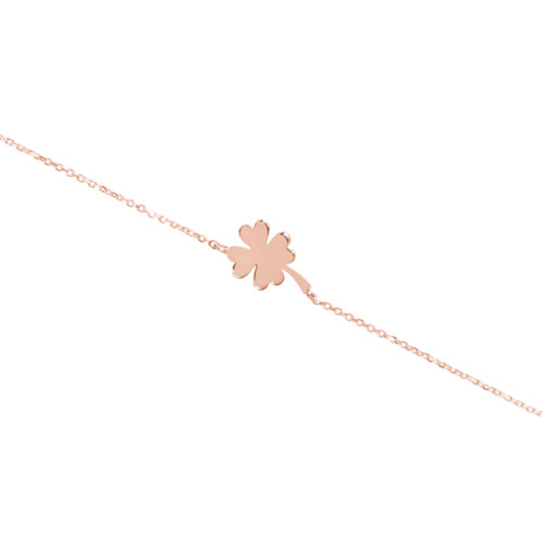 Lucky Bracelet with a Rose Gold 4-Leaf Clover Charm