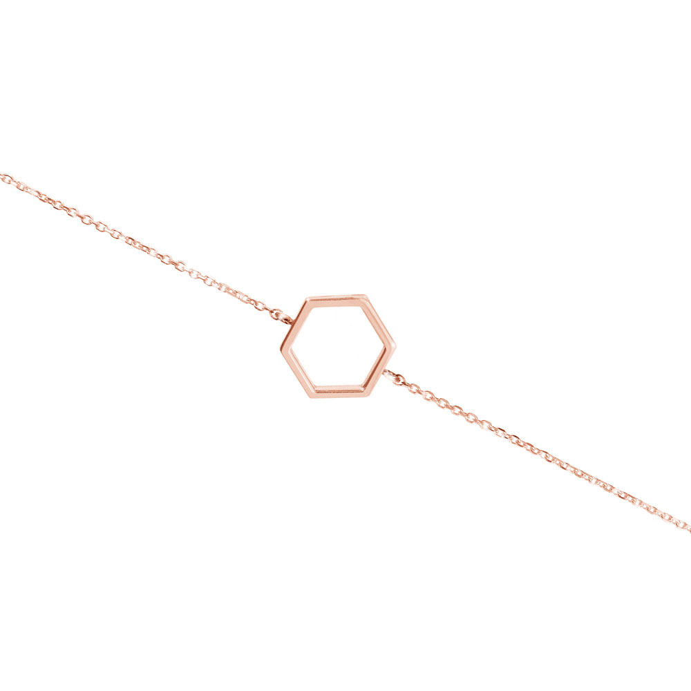 Geometric Charm Bracelet with a Rose Gold Hexagon