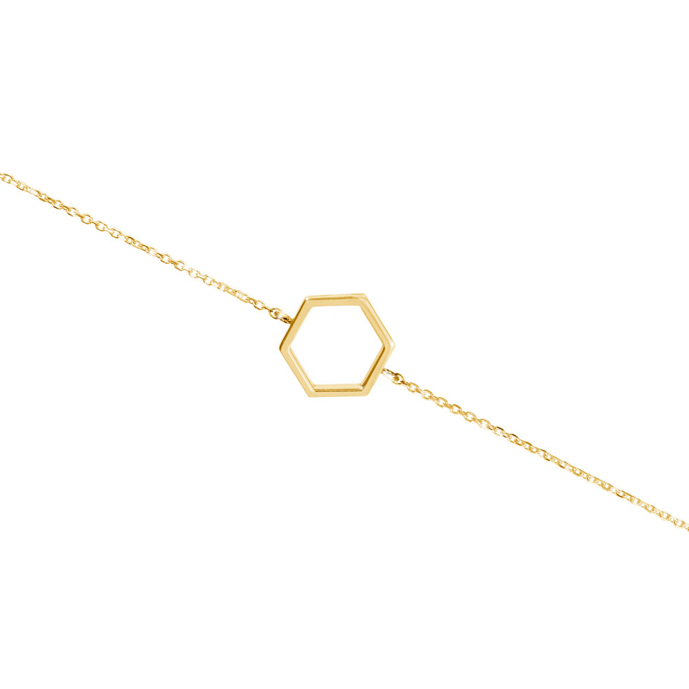 Geometric Charm Bracelet with a Yellow Gold Hexagon