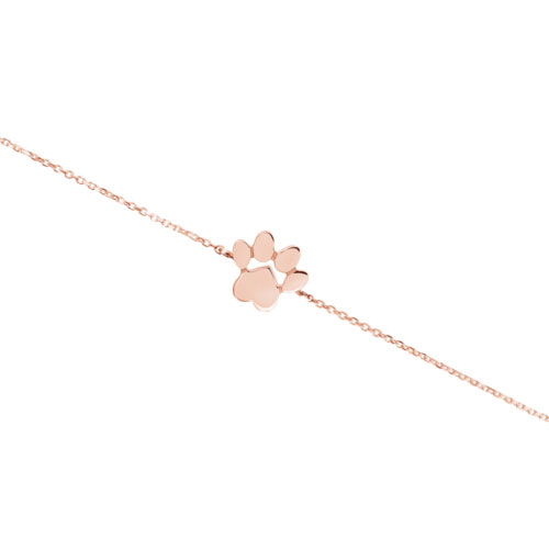 a paw print charm in rose gold