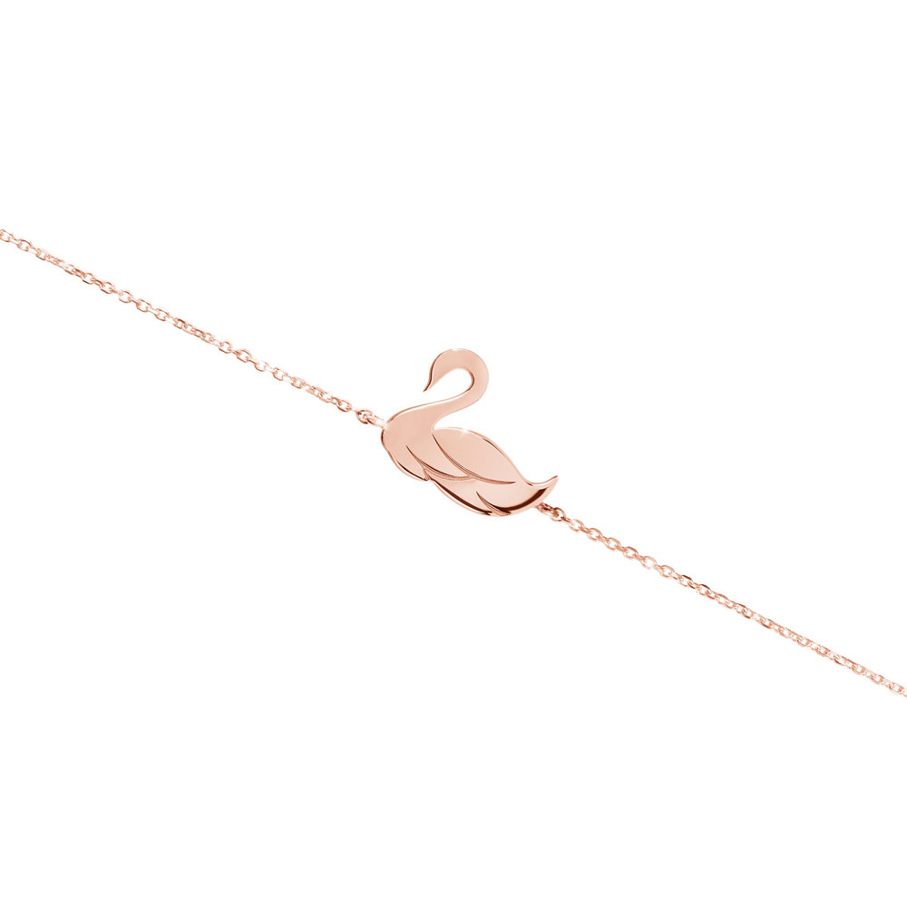 Dainty Bracelet with a Beautiful Rose Gold Swan