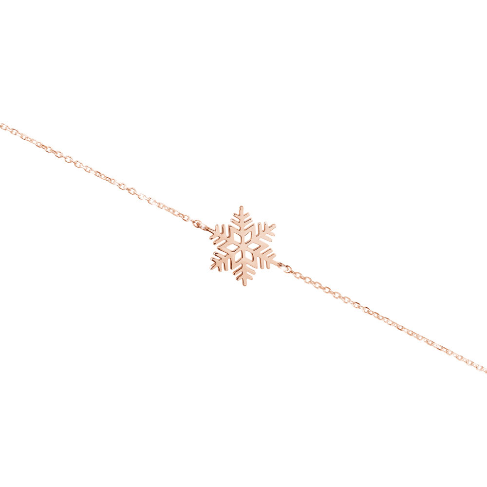 Rose Gold Charm Bracelet with a Unique Snowflake