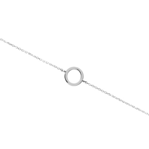 Simple White Gold Bracelet with a Small Circle