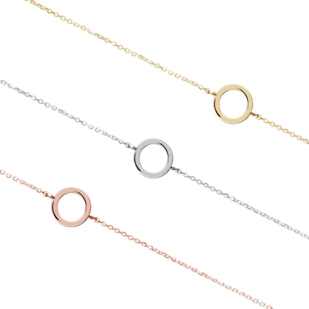 All Three Options Of The Simple Gold Bracelet with a Small Circle