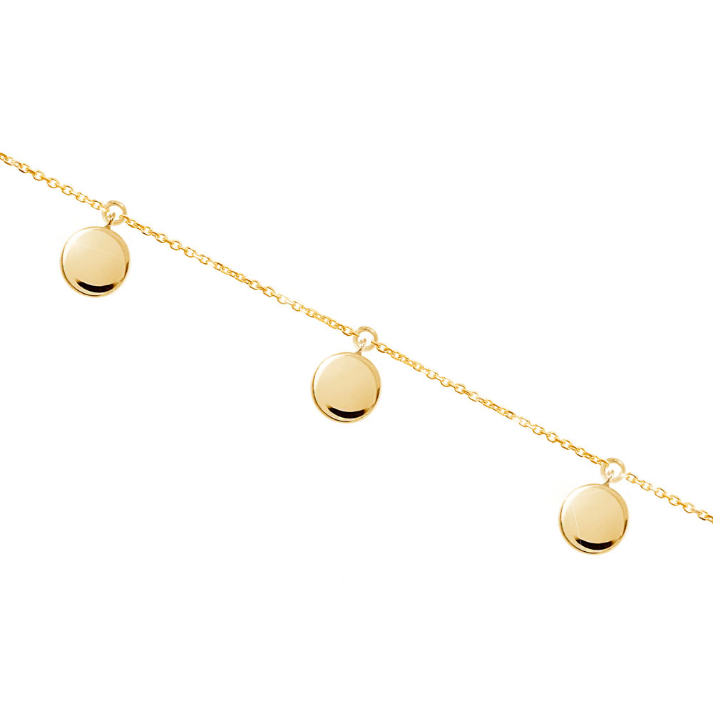 Dangling Yellow Gold Bracelet with Small Disc Charms