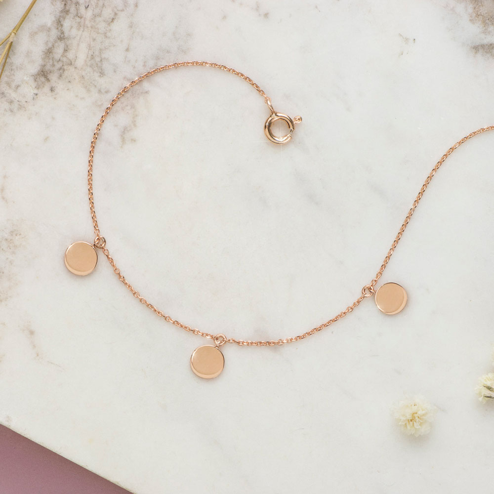 Dangling Rose Gold Bracelet with Small Disc Charms