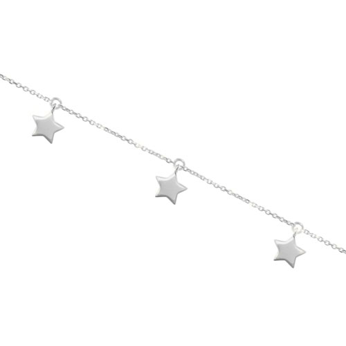 Dainty Bracelet with Tiny White Gold Stars Dangling