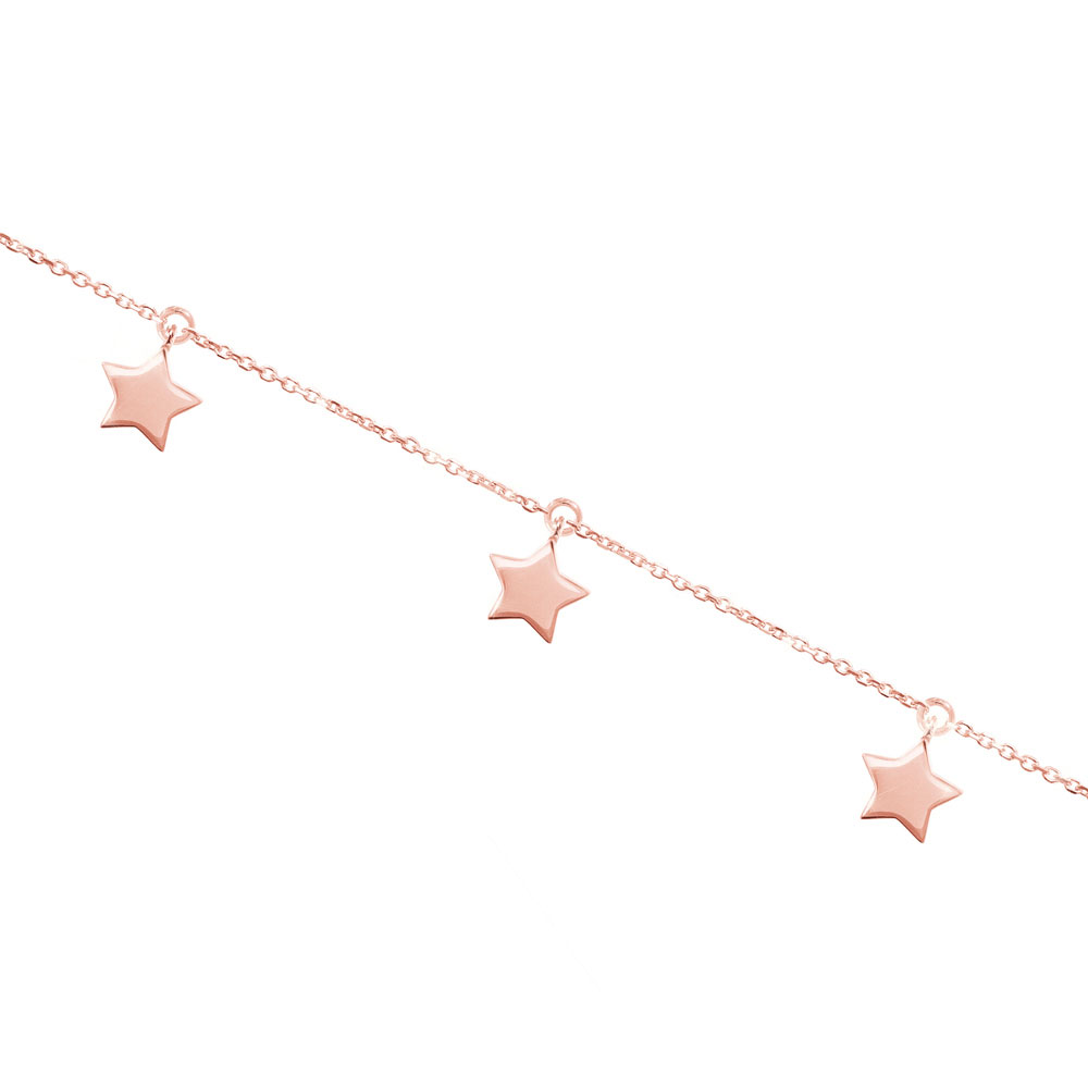 Dainty Bracelet with Tiny Rose Gold Stars Dangling