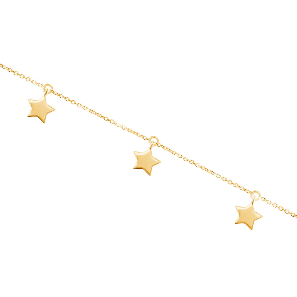 Dainty Bracelet with Tiny Yellow Gold Stars Dangling