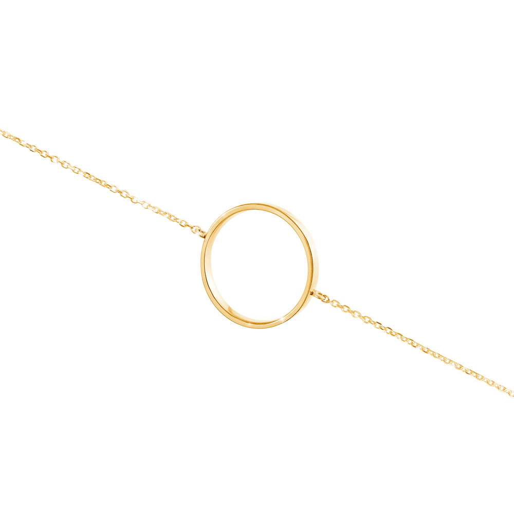 Simple Yellow Gold Circle Charm Bracelet