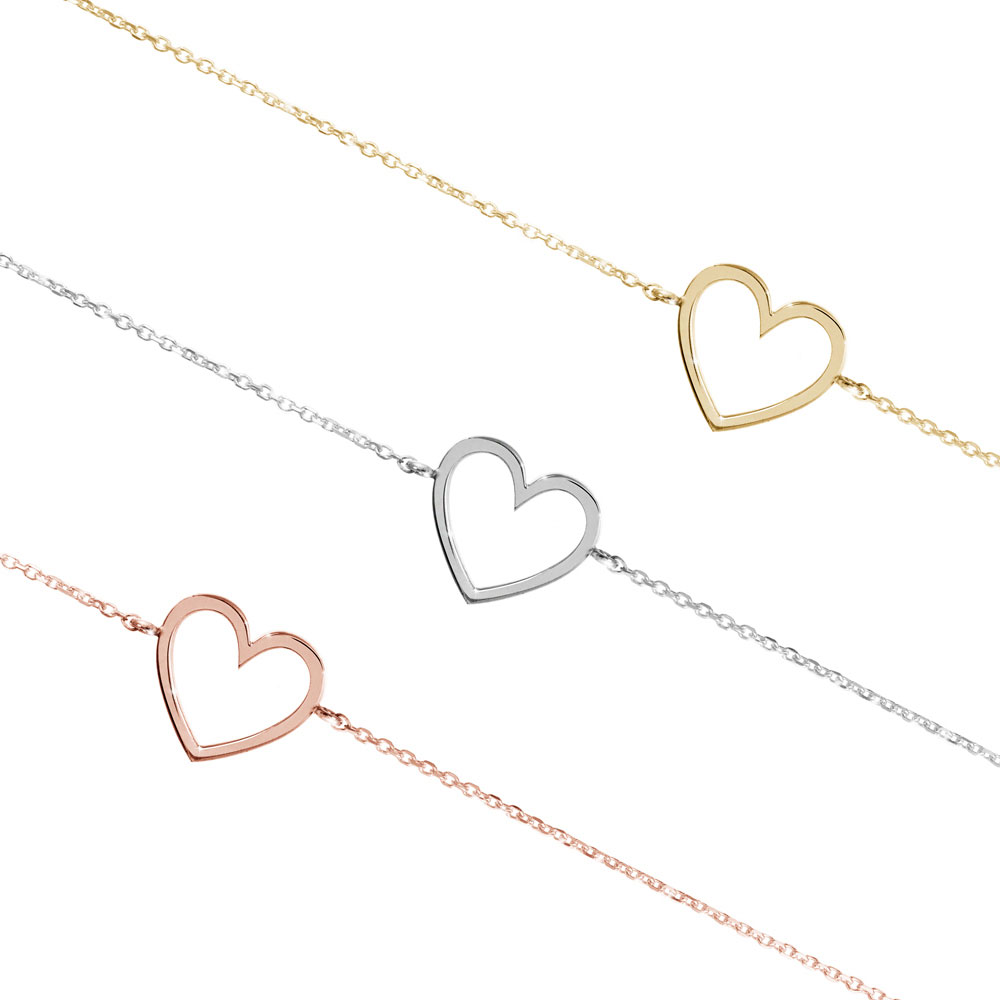 All Three Options Of The Romantic Bracelet with a Gold Heart