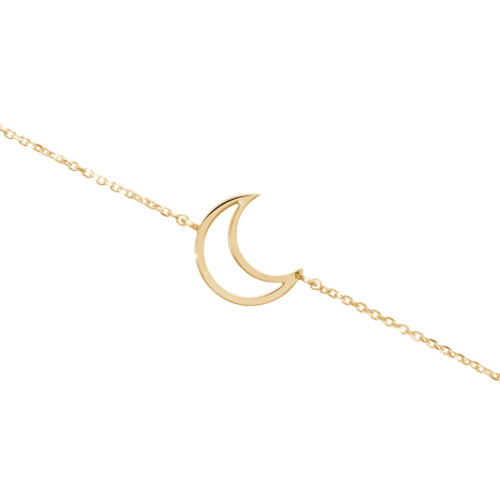 Dainty Yellow Gold Bracelet with a Crescent Moon Charm