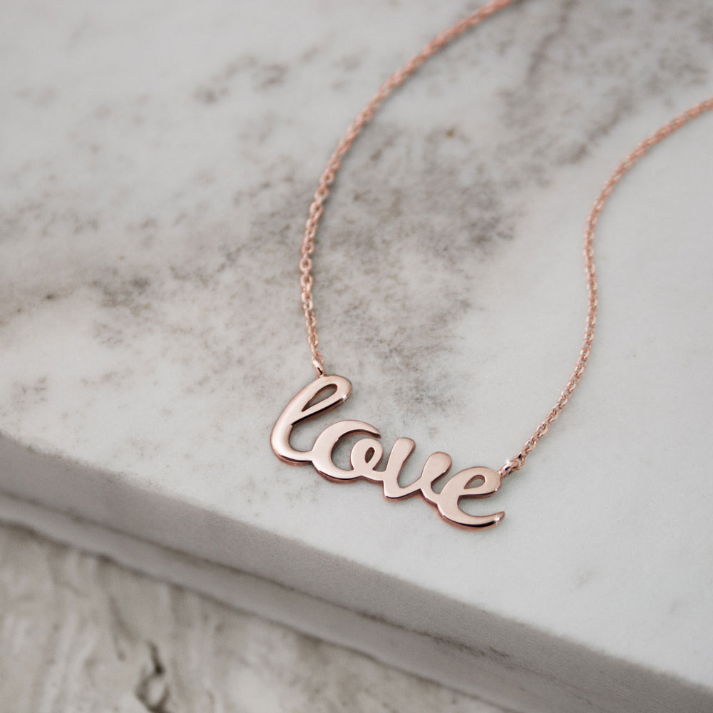 Unique Love Necklace in Rose Gold