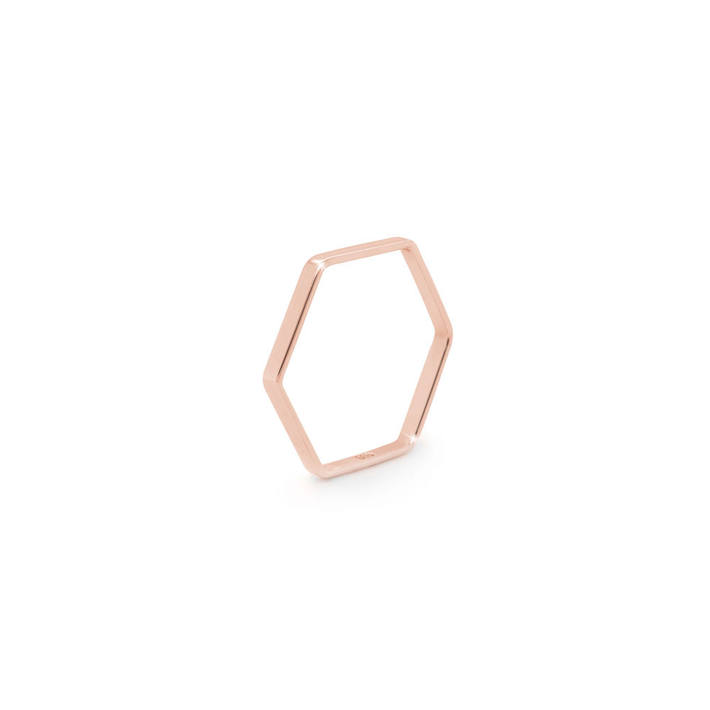 Thin Hexagon Wedding Band in Rose Gold