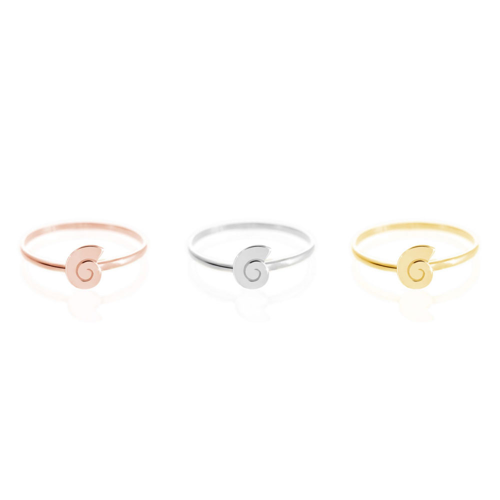 All Three Options Of The Dainty Seashell Gold Band Ring