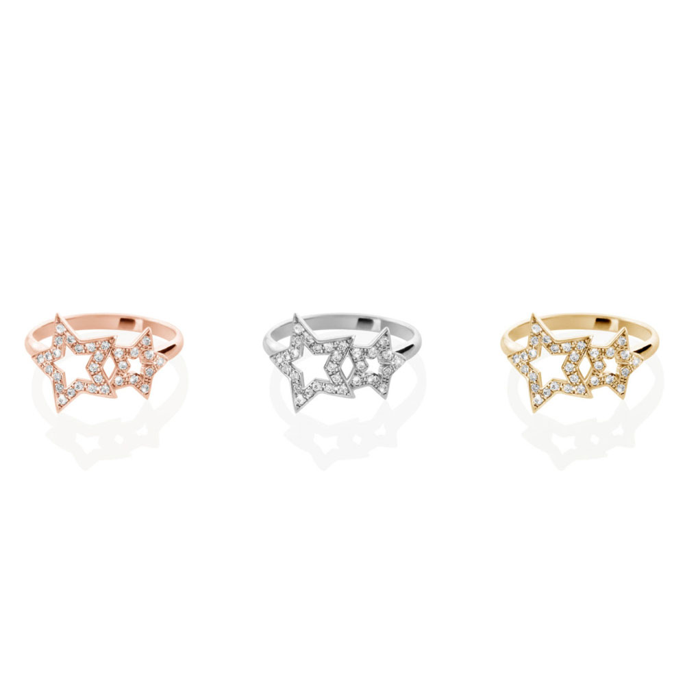 All Three Options Of The Diamond Gold Ring with Two Stars