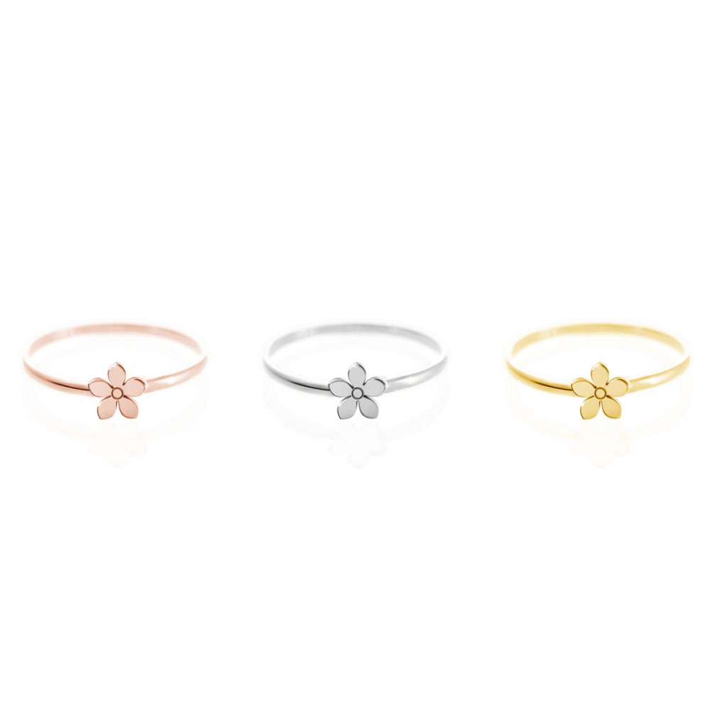 All Three Options Of The Tiny Flower Ring made of Solid Gold