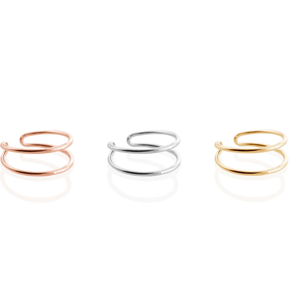 All Three Options Of The Double Band Ring in Solid Gold