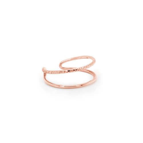 Double Band Ring in Solid Gold, Half Polished-Half Textured In Rose Gold