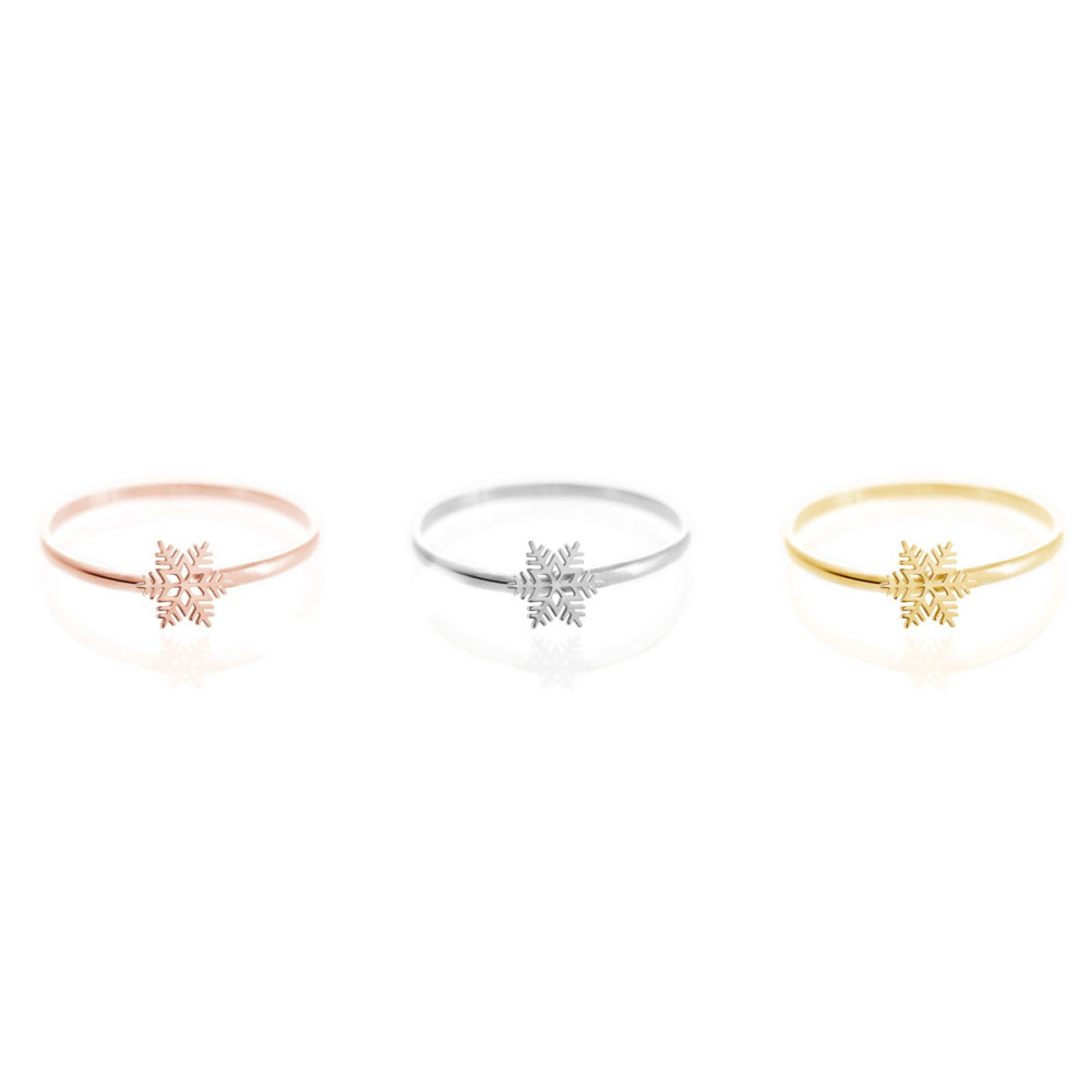 All Three Options Of The Unique Snowflake Ring in Solid Gold