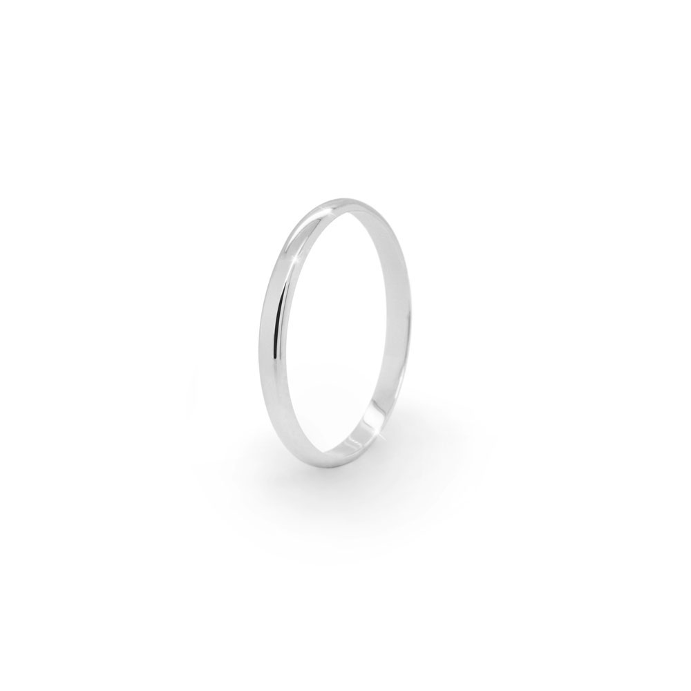 Thin Gold Wedding Band with a Polished Finish In White Gold