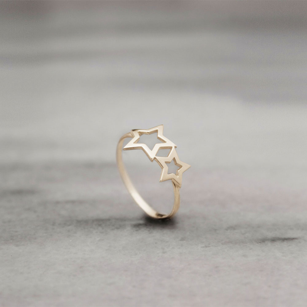 Yellow Gold Ring with Two Stars