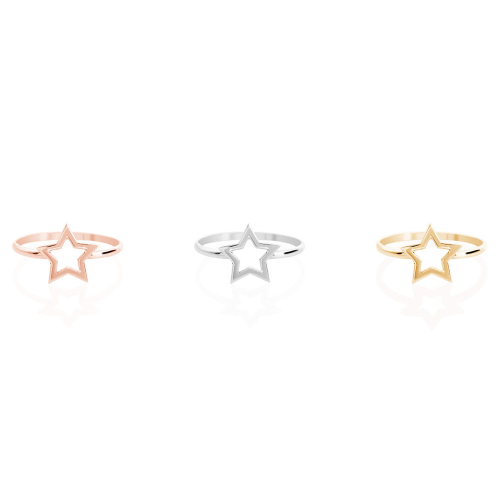 All Three Options Of The Dainty Gold Ring with a Shiny Star