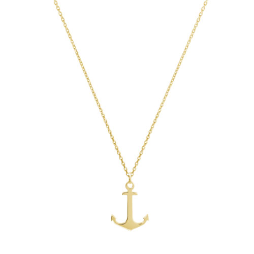 Small Anchor Pendant Necklace In Yellow Gold