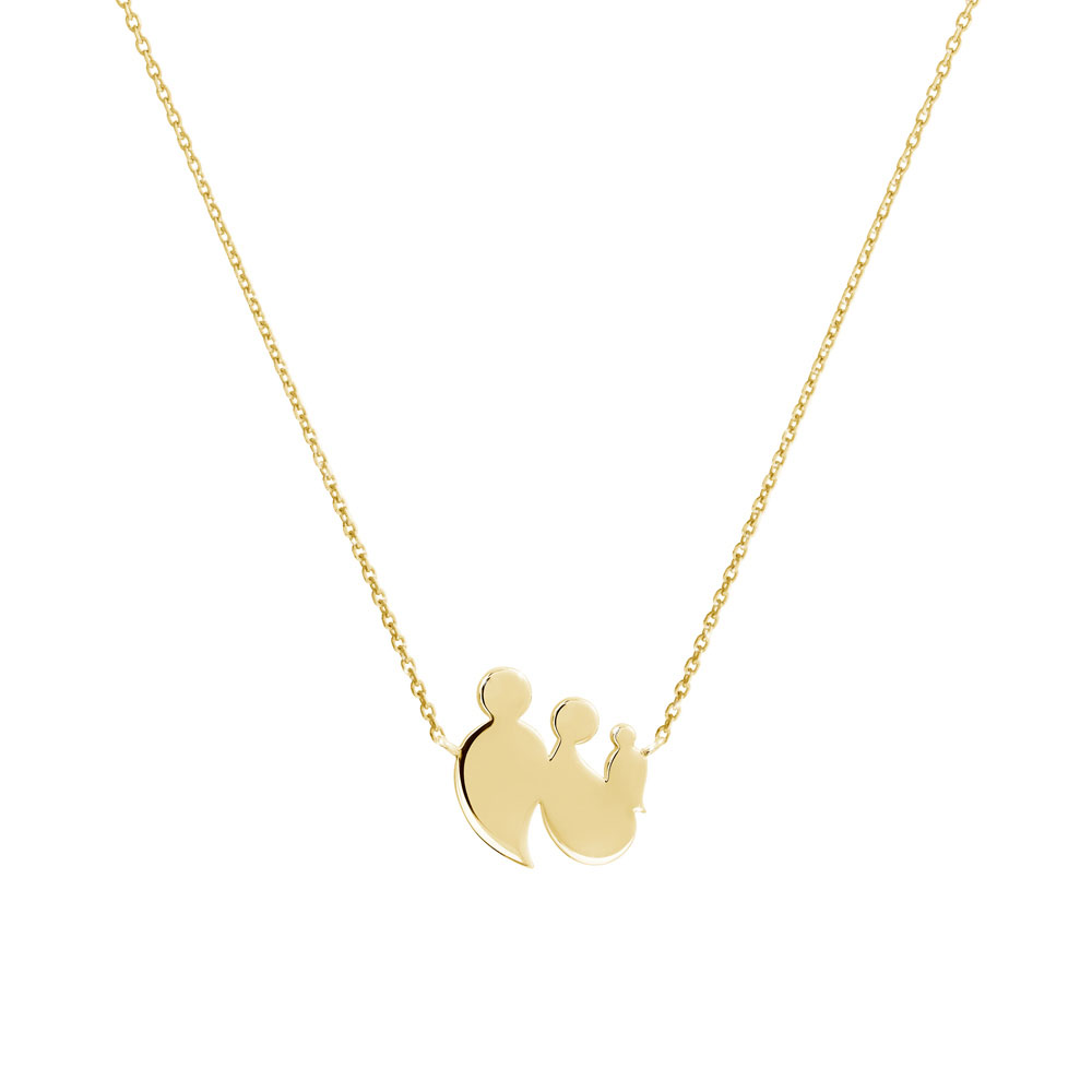New Family Gold Charm Necklace In Yellow Gold